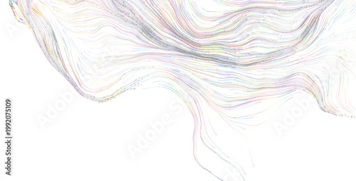 Obraz na plátne Dynamic abstract image featuring colorful, flowing lines against a pristine white backdrop