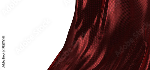 Close-up of elegant red fabric with textured details, perfect for backgrounds, designs, and visual concepts. Captures te