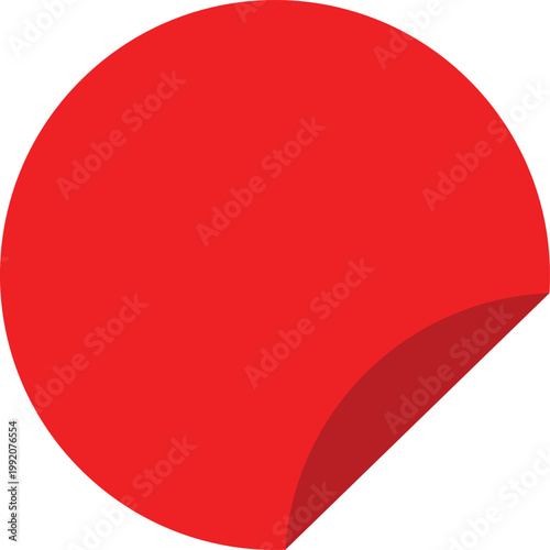 Canvas Print Red Circular Sticker Shape with Peeling Corner Effect and Flat Shadow