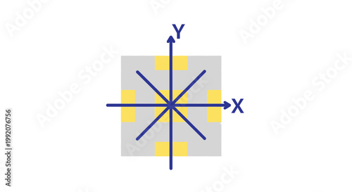 Symmetry Analysis Vector Illustration Featuring Geometric Grid Layout with Coordinate Axes for Mathematical Modeling and Design Concept