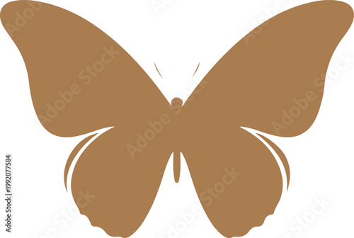 Brown butterfly silhouette on transparent background, insect, lepidoptera, nature, beauty, wings.
