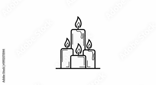 Stylized illustration of five lit candles, arranged in a cluster