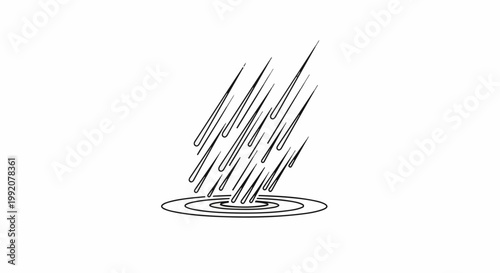 Stylized illustration of rain hitting water, creating ripples