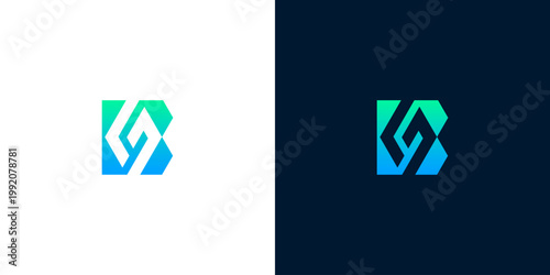 Abstract Letter B Logo Design with Gradient Colors, Technology and Modern Corporate Identity