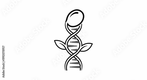 Stylized DNA strand with leaves and a bulbous top