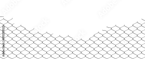 Banner with realistic torn wire mesh along the bottom border, isolated on a white background.