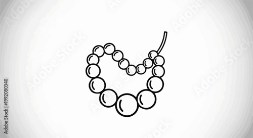 Stylized line art of a string of pearls forming a heart shape