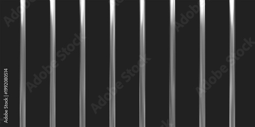 A realistic steel prison grate wallpaper with vertical bars on a black isolated background.