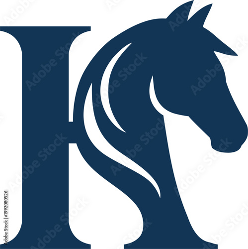 blue horse head initial illustration
