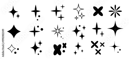 Collection of stylized starburst and sparkle icons