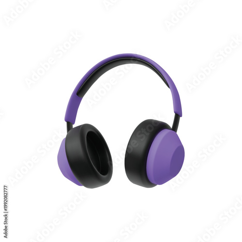 Headset 3D cartoon plastic style vector icon, protective ears headphone noise and impact protection. sport equipment