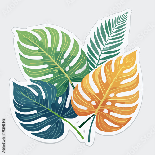 Colorful Tropical Leaves Illustration
