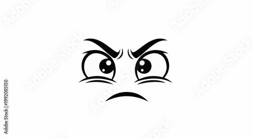 Stylized black and white cartoon face showing intense anger or frustration