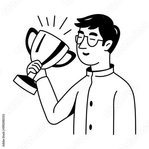 A drawing style icon showing golden trophy
