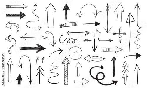 Collection of hand-drawn doodle arrows and symbols for creative design projects.
