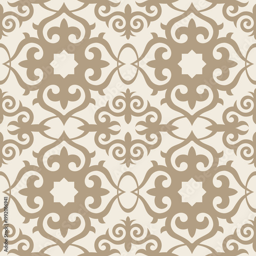 Seamless ethnic pattern, Kazakh national ornament, tribal pattern, vector design