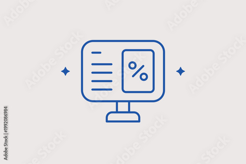 Computer monitor with financial charts icon for online trading and market data analysis. Digital Vector Illustration for investor dashboard interfaces and financial news portals.