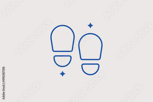 Two human footprints icon for evidence tracking and forensic investigation. Descriptive Vector Illustration for crime scene analysis reports and detective agency marketing materials.