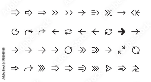 Collection of arrow icons including solid and outline styles for various design applications