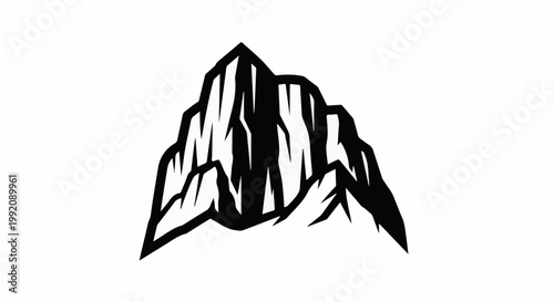 Stylized black and white mountain peak, jagged and sharp