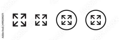 Four arrows pointing outwards from a center, enclosed in circles and squares for UI.