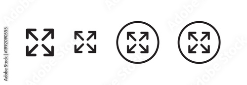 Four directional arrows in square and circle icons, representing expand, zoom, and full screen options.