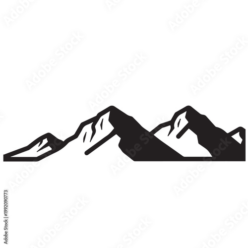 Mountain range silhouette vector icon, a minimalist graphic symbol of peaks for adventure, travel, and outdoor logo design