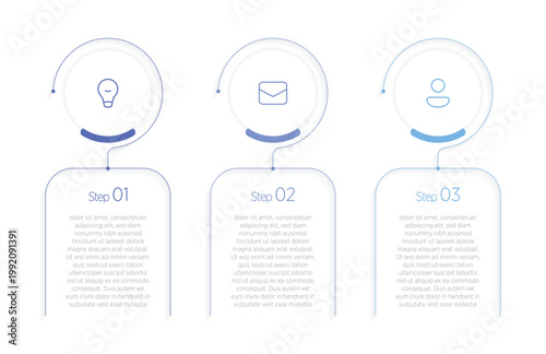 A concise 3-step infographic uses bold icons, sequential arrows, and short labels to simplify complex processes visually.