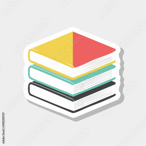 Stack of Colorful Books Sticker