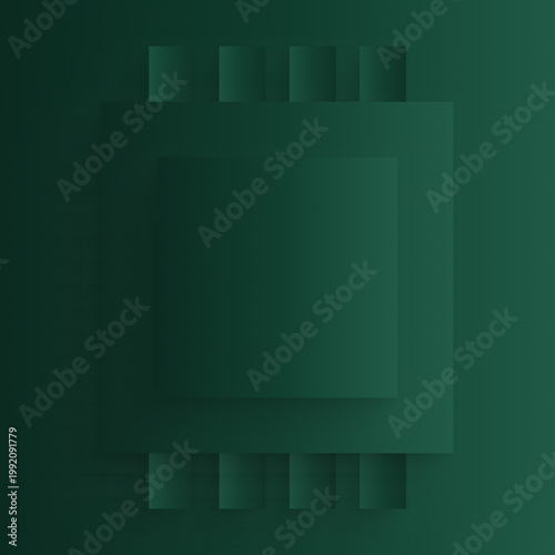 Abstract geometric dark green background with square composition and small accent elements, minimalist gradient modern design, structured layout, contemporary backdrop