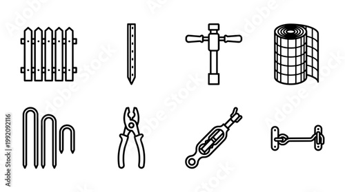 Set of fencing tools and accessories vector illustrations for design