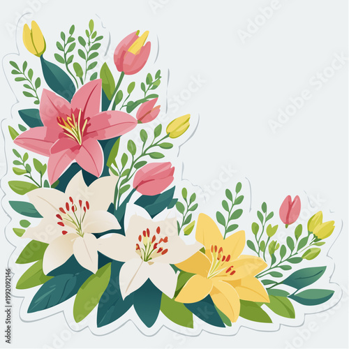 Floral Arrangement with Lilies and Tulips