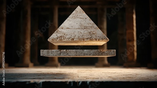 Wooden block with triangle top a geometric wooden block featuring a prominent triangle shape affixed to its upper surface