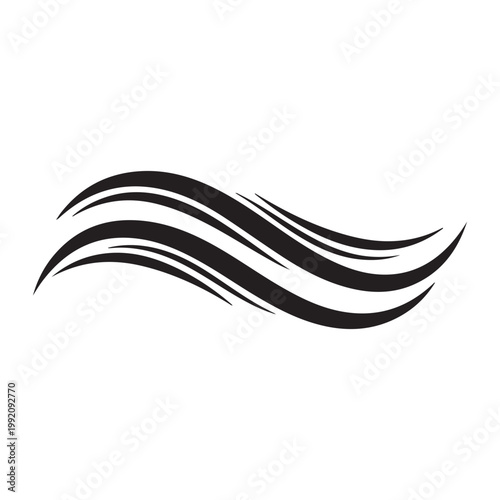 Abstract black wave vector illustration featuring dynamic flowing lines for logo design and graphic elements
