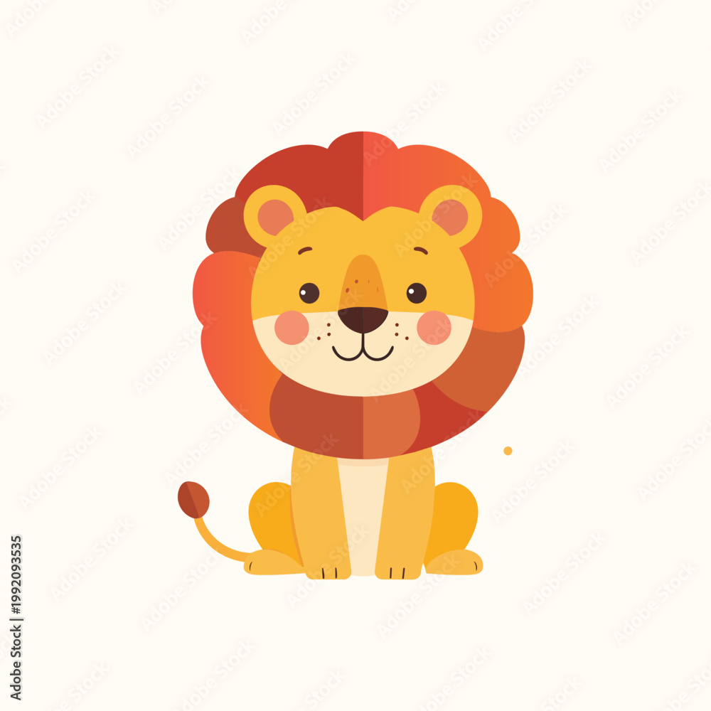 Fototapeta premium Cute Safari Lion Vector - Flat Illustration Style, Safari Animal Vector Art for Kids