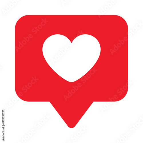 Heart like icon in speech bubble social media notification symbol love reaction message sign modern flat design red chat badge communication concept for app interface web ui graphic