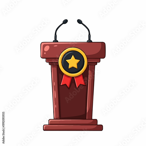 Ceremony stage podium sticker with star and ribbon