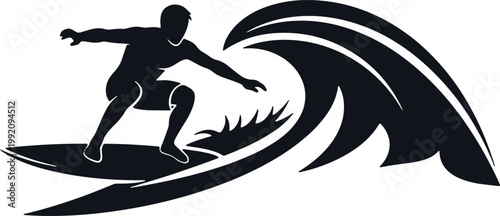 Surfer riding wave silhouette energetic sport activity ocean lifestyle water.