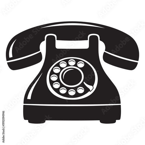 Retro rotary telephone vector illustration icon for vintage communication and customer service contact symbol