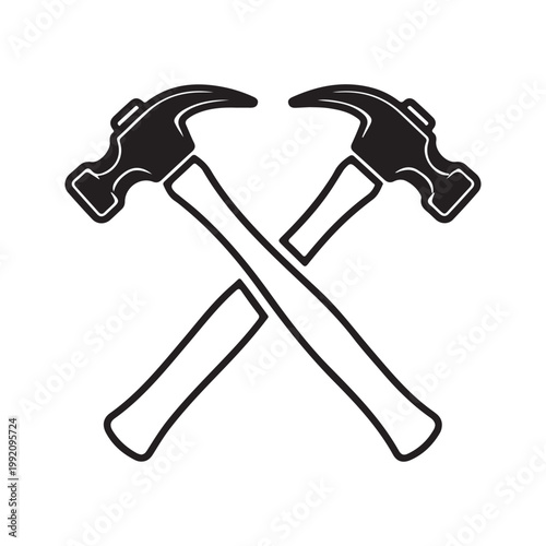 Crossed hammers vector illustration icon for construction and carpentry logo design