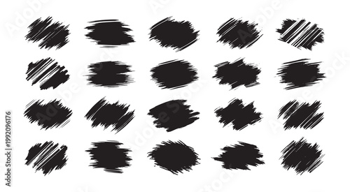 Rough brush stroke grunge texture set with messy paint elements collection