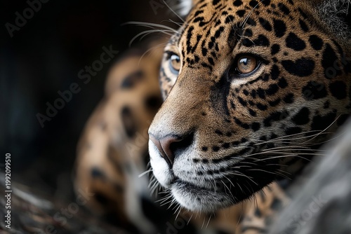 Portrait of a jaguar in a zoo