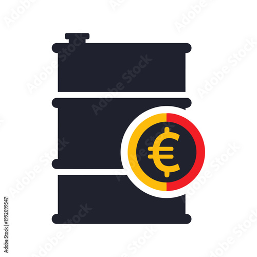 Oil Barrel with Euro Coin Symbol Illustrating Energy Finance and European Market Price Fluctuations