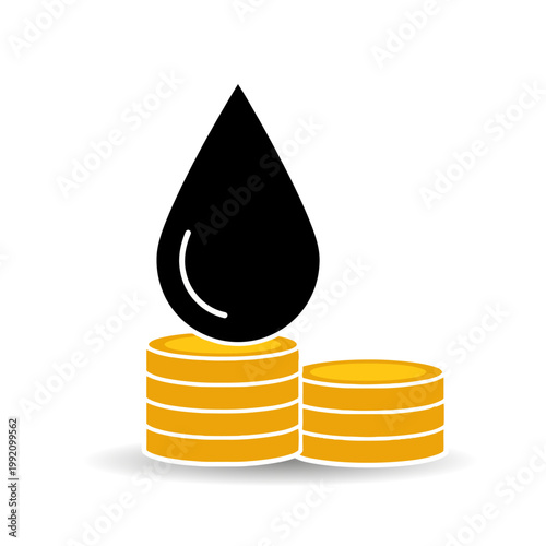 Oil Drop on Stacked Coins Symbolizing Energy Industry Profitability and Economic Impact