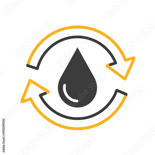 Water Drop Recycling Icon Sustainable Resource Management and Conservation Symbol