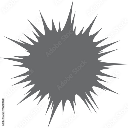Dark grey jagged burst shape on white background