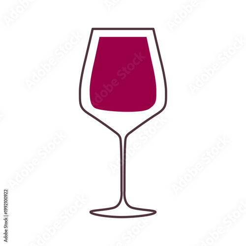 Elegant red wine glass icon isolated on white. Vector illustration of a classic wine goblet for bar menus, tasting events, and restaurant branding