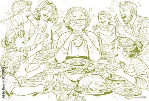 Happy Family Thanksgiving Dinner Grandma Center