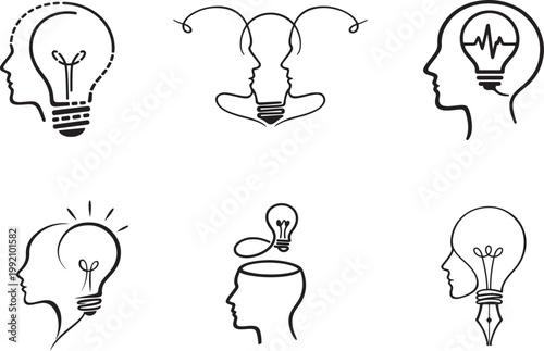 Unique idea lightbulb head concept for branding