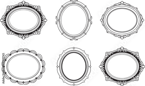 oval frame templates, decorative label plates, empty borders